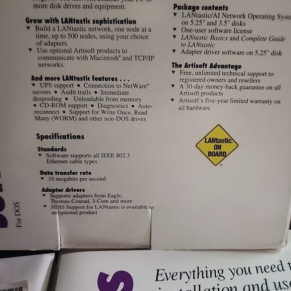 Artisoft LANtastic 5.0 AI Network Single Node Operating System Software Kit - Picture 9 of 12